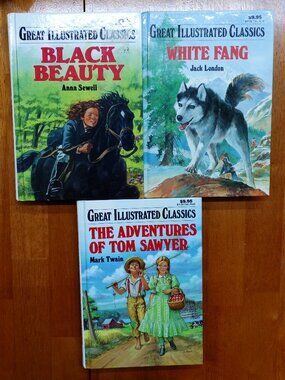 Great Illustrated Classics Adventures of Tom Sawyer, Black Beauty, White Fang